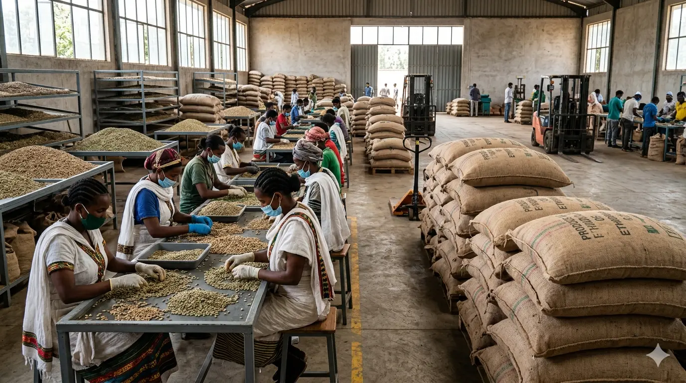 Premium Ethiopian coffee export worldwide
